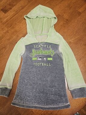XS Womens Green and Gray Hoodie Tee